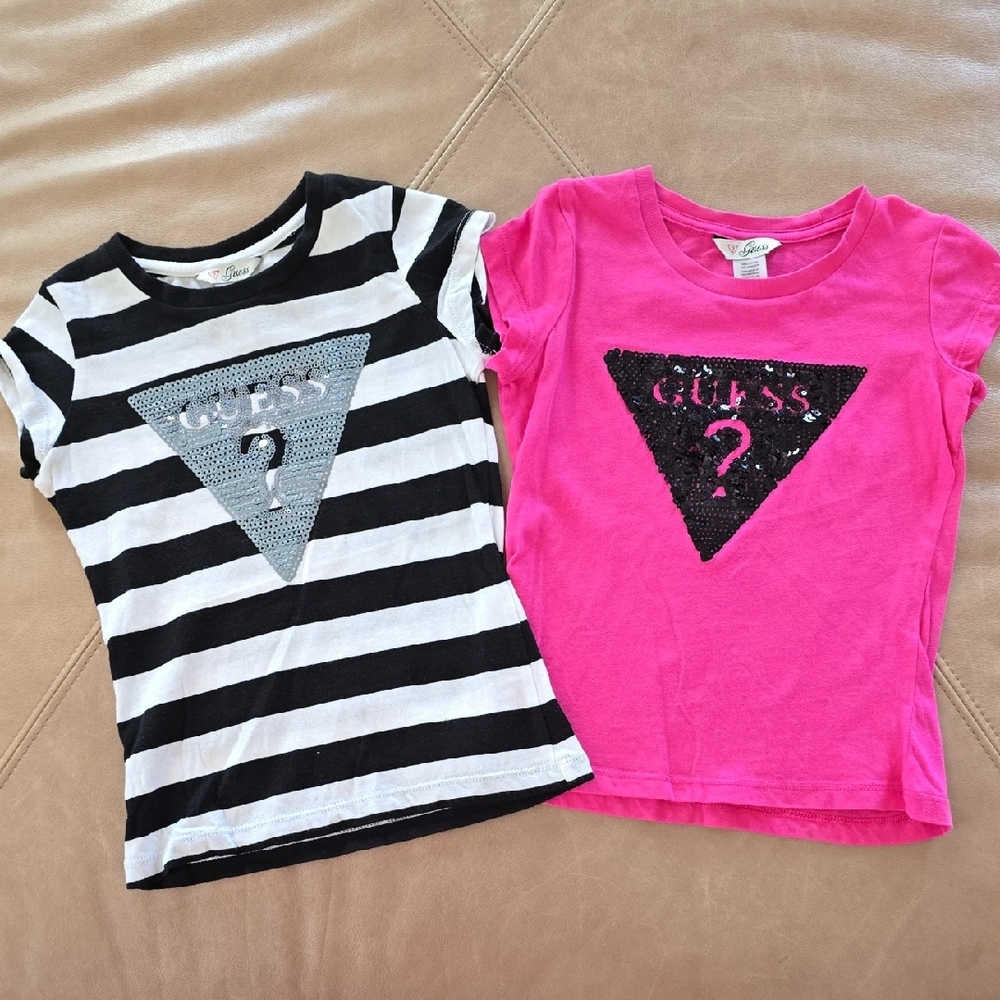 Guess Kids Black Striped and Pink Tees